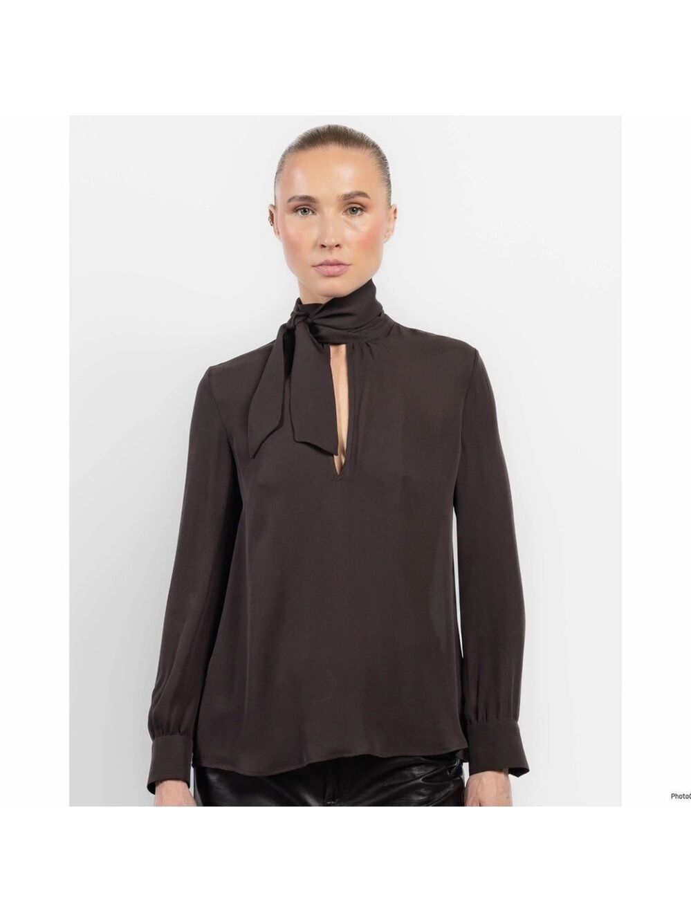 Nili Lotan Janese Blouse Coffee Brown Silk Blouse Size XS MRSP $995